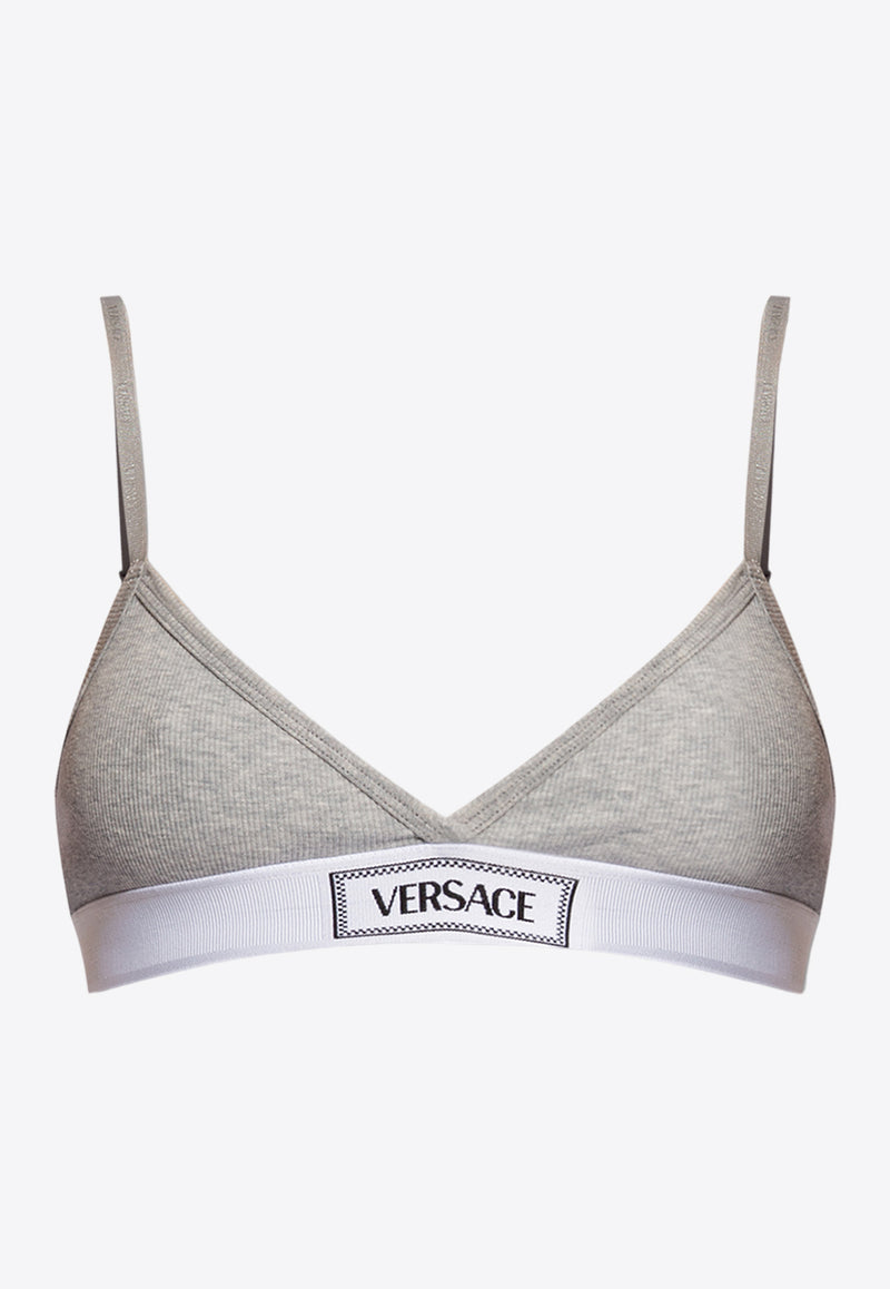 Versace Logo-Embroidered Ribbed Bra 1013503 1A09551-1E130