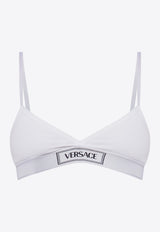 Versace Logo-Embroidered Ribbed Bra 1013503 1A09551-1W010