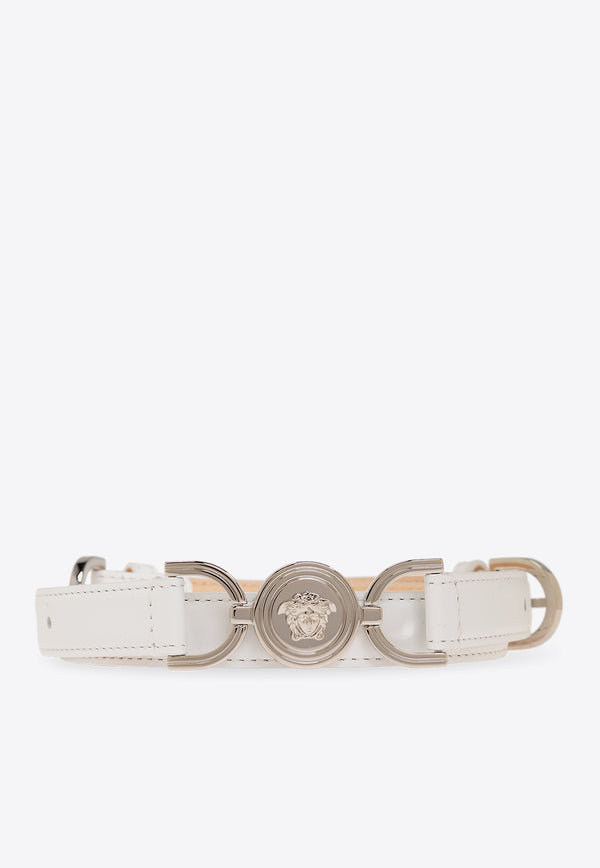 Versace Medusa 
95 Leather Belt White 1014415 DV3T-1W00P