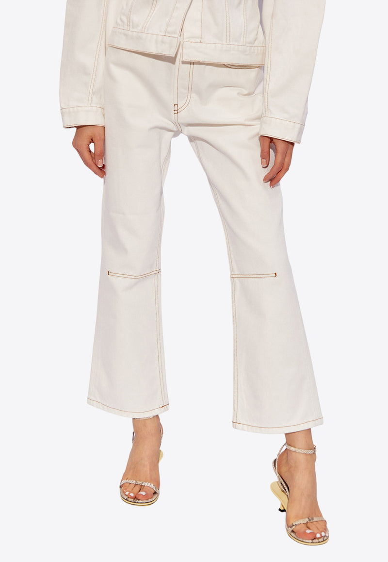 Jacquemus Court Cropped Flared Jeans 241DE035 1514-11C White