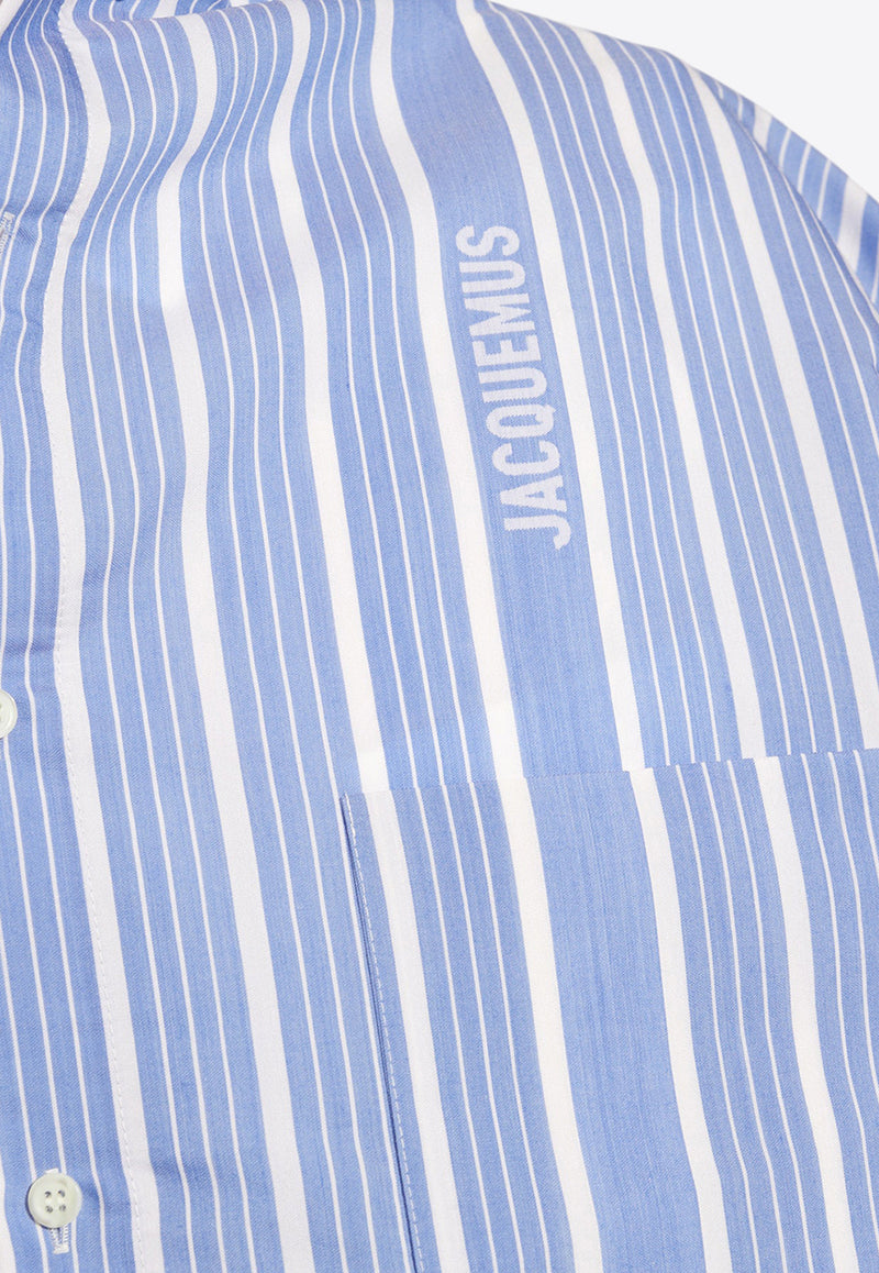 Jacquemus Cuadro Asymmetrical Striped Shirt Blue 245SH080 1566-3EV