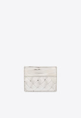 Bottega Veneta Intrecciato Leather Metallic Cardholder Silver 742325 V3QM5-8101