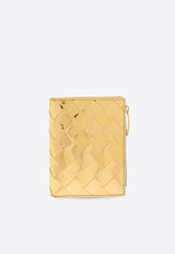 Bottega Veneta Small Intrecciato Bi-Fold Zip Wallet Gold 742330 V3QM5-8922