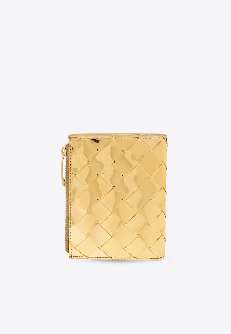 Bottega Veneta Small Intrecciato Bi-Fold Zip Wallet Gold 742330 V3QM5-8922