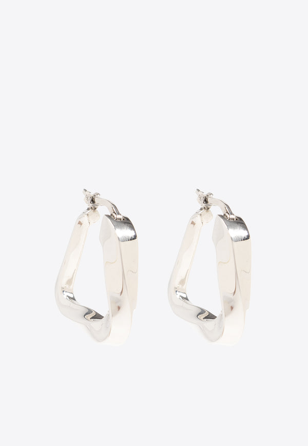 Bottega Veneta Small Twist Triangle Hoop Earrings Silver 775179 V5070-8117