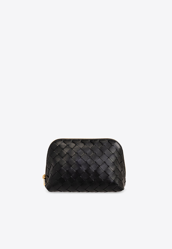 Bottega Veneta Intrecciato Leather Pouch Bag  Black 785976 V3IV0-8425