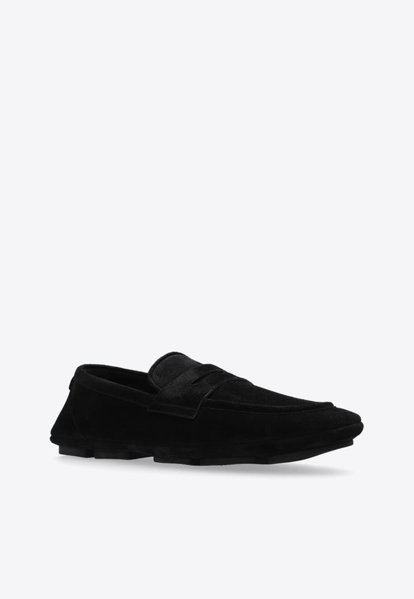 Dolce 
Gabbana DG Logo Suede Loafers Black A50599 AS707-80999