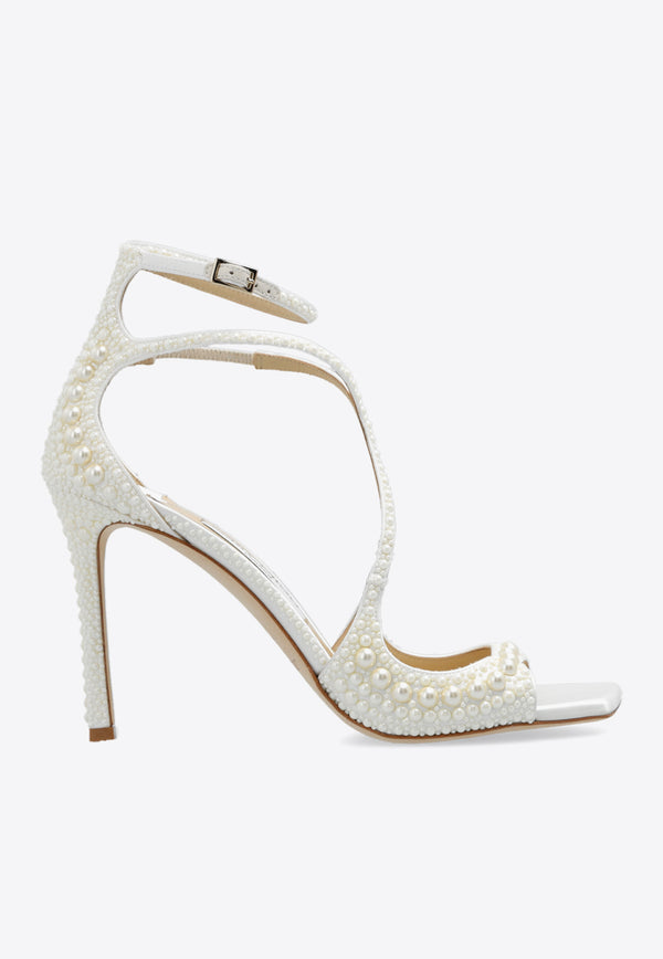 Jimmy Choo Azia 95 Peal Embellished Sandals White AZIA 95 WOZ-WHITE WHITE