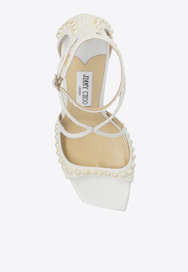 Jimmy Choo Azia 95 Peal Embellished Sandals White AZIA 95 WOZ-WHITE WHITE