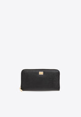 Dolce 
Gabbana Zip-Around Grained Leather Wallet Black BI0473 A1001-80999