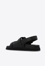 Jimmy Choo Elyn Leather Sandals Black ELYN FLAT CJH-BLACK GOLD