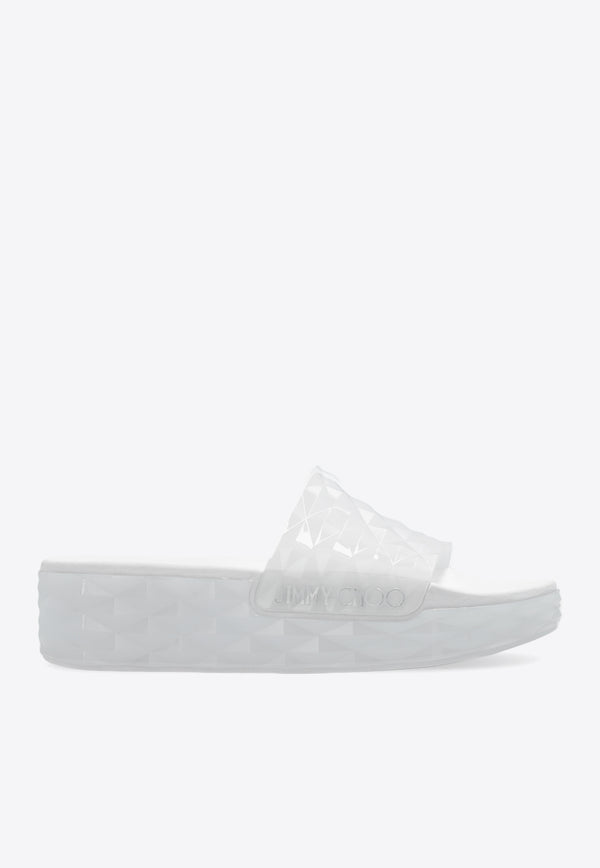 Jimmy Choo Diamond Flatform Sandals White DIAMOND SLIDE F RUB-V WHITE