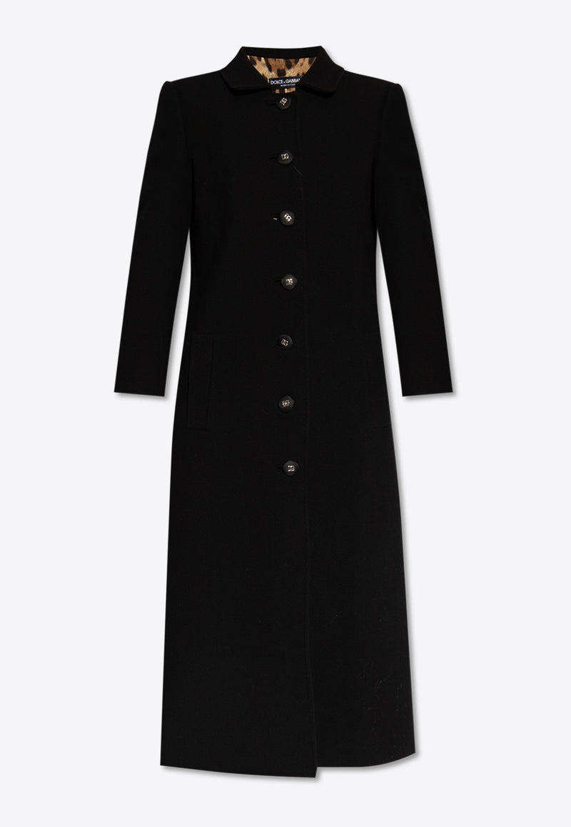 Dolce 
Gabbana, NOOS, VTK, Women, Clothing, Coats, Long Coats, Single-Breasted Coats Single-Breasted Long Wool Coat Black F0C3QT FUBFX-N0000