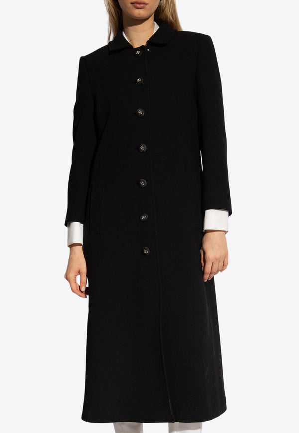 Dolce 
Gabbana, NOOS, VTK, Women, Clothing, Coats, Long Coats, Single-Breasted Coats Single-Breasted Long Wool Coat Black F0C3QT FUBFX-N0000