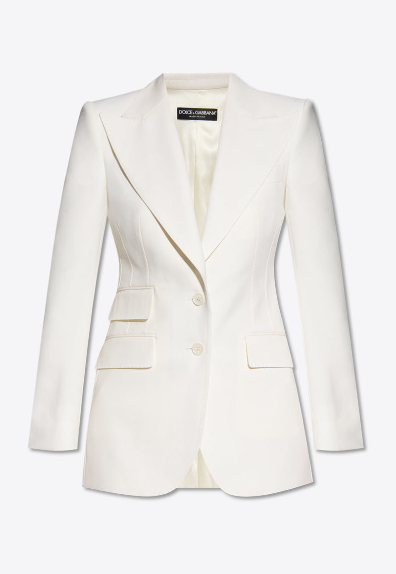 Dolce 
Gabbana, NOOS, VTK, Women, Clothing, Jackets, Blazers, Tailored and Fitted Jackets, Workwear, Workwear Jackets Single-Breasted Wool-Blend Blazer White F29Z8T FUCCS-W0001