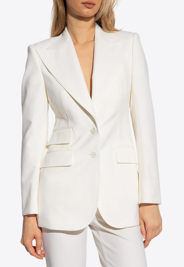 Dolce 
Gabbana, NOOS, VTK, Women, Clothing, Jackets, Blazers, Tailored and Fitted Jackets, Workwear, Workwear Jackets Single-Breasted Wool-Blend Blazer White F29Z8T FUCCS-W0001