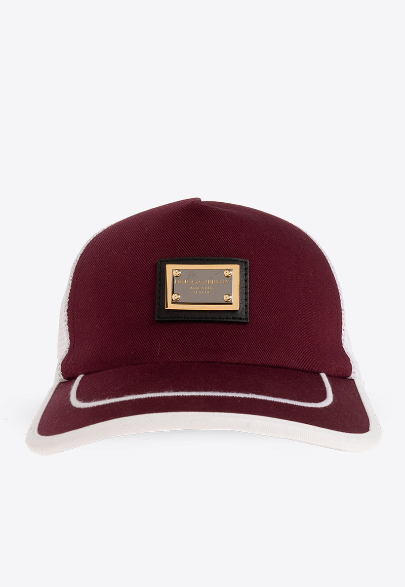 Dolce 
Gabbana, NOOS, VTK, Men, Accessories, Caps Logo Plaque Trucker Cap Bordeaux GH874Z FUFJU-F0517