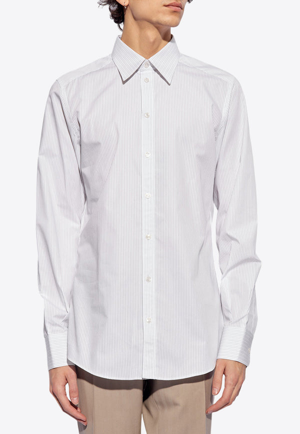 Dolce 
Gabbana, NOOS, VTK, Men, Clothing, Shirts, Formal Shirts, Striped Shirts, Long-Sleeved Shirts Pinstriped Long-Sleeved Shirt White G5LP8T FR5ZF-S8051