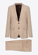 Dolce 
Gabbana, NOOS, VTK, Men, Clothing, Tailoring, Suit Blazers, Suits, Suit Pants Single-Breasted Pinstripe Wool Suit Beige GK0RMT FR20O-S8051