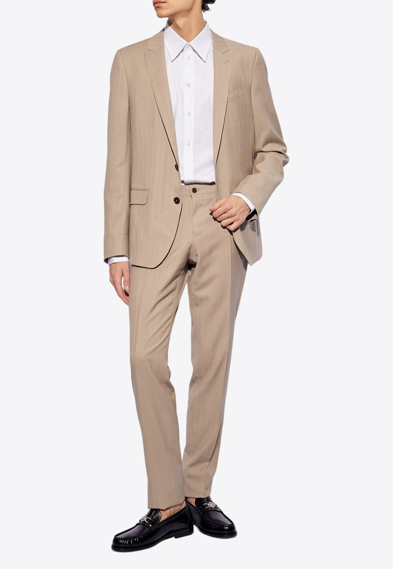 Dolce 
Gabbana, NOOS, VTK, Men, Clothing, Tailoring, Suit Blazers, Suits, Suit Pants Single-Breasted Pinstripe Wool Suit Beige GK0RMT FR20O-S8051