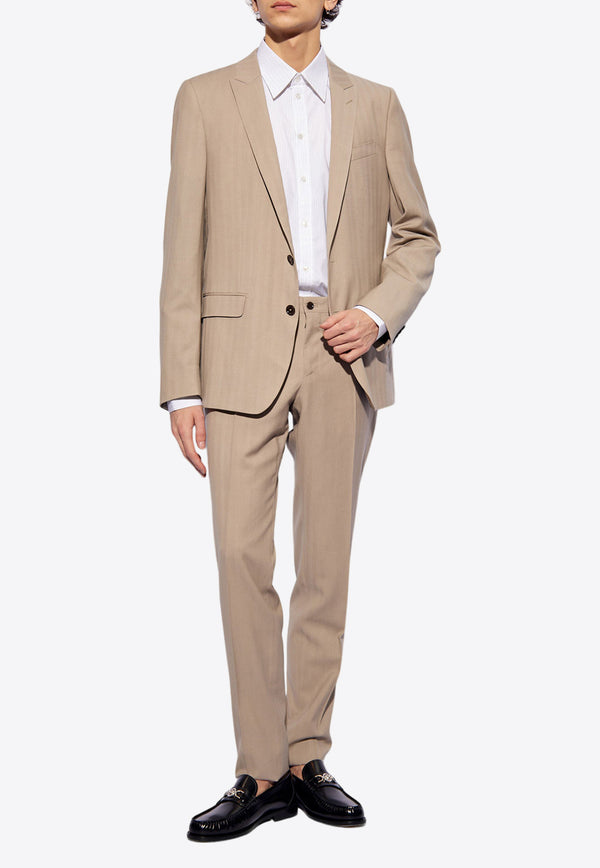 Dolce 
Gabbana, NOOS, VTK, Men, Clothing, Tailoring, Suit Blazers, Suits, Suit Pants Single-Breasted Pinstripe Wool Suit Beige GK0RMT FR20O-S8051