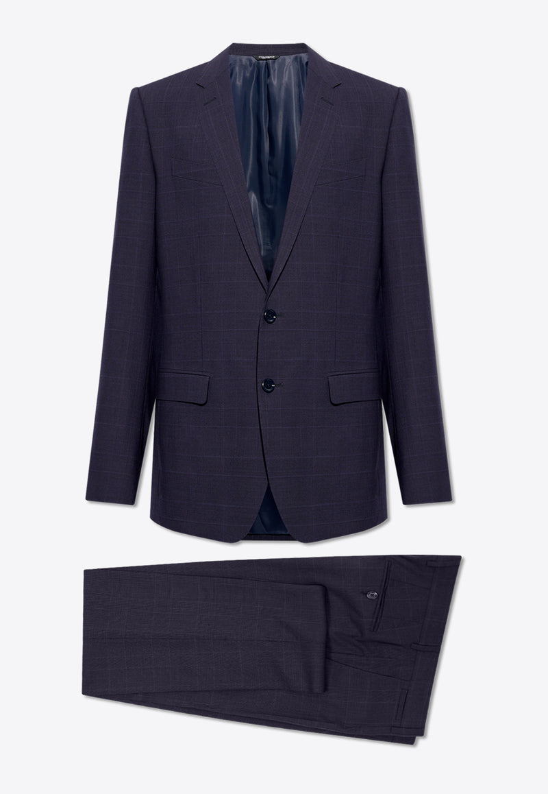 Dolce 
Gabbana, NOOS, VTK, Men, Clothing, Tailoring, Suit Blazers, Suits, Suit Pants Single-Breasted Checked Wool Suit Blue GK0EMT FQ2NJ-S8101