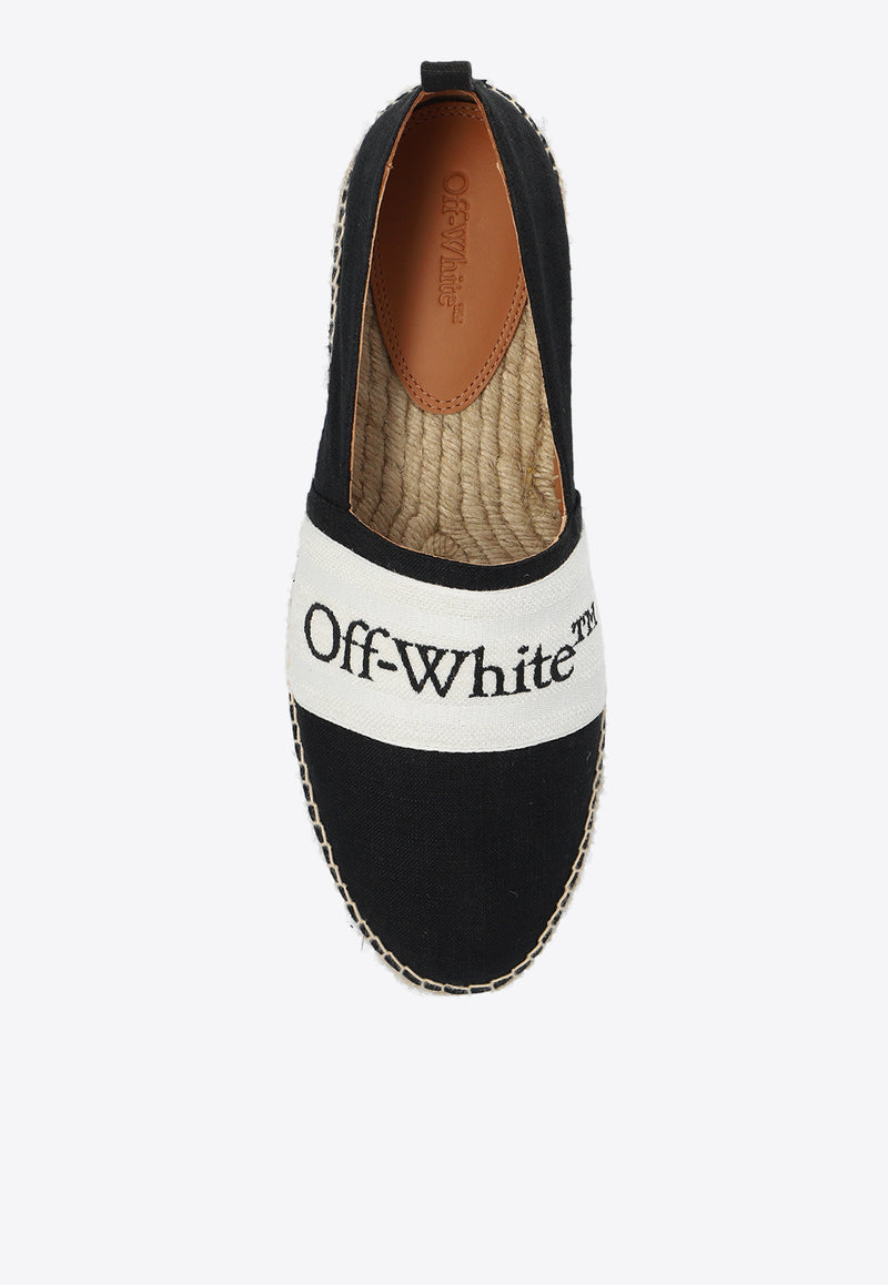 Off-White Bookish Logo Band Espadrilles Black OMIB010S24 FAB001-1010