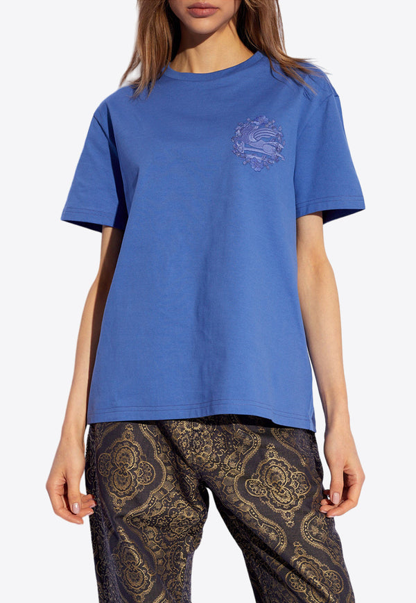 Etro Logo Embroidered Crewneck T-shirt Blue WRJB0006 AC036-B0759