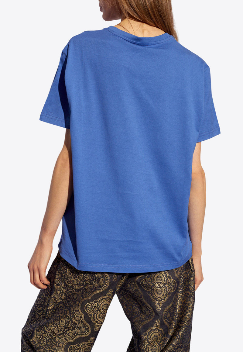 Etro Logo Embroidered Crewneck T-shirt Blue WRJB0006 AC036-B0759