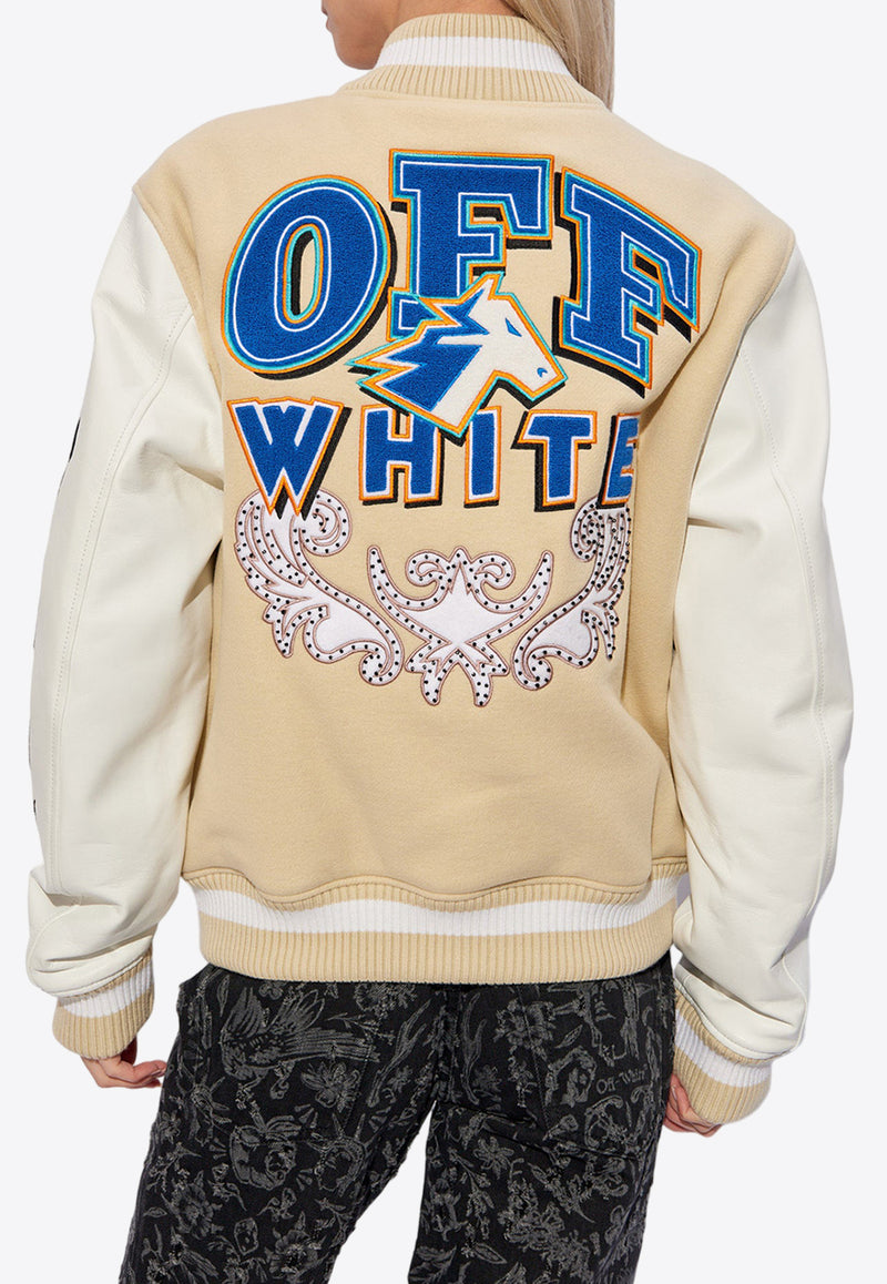 Off-White Thunderbolt Wool-Blend Bomber Jacket Beige OWEK006S24 FAB001-0301