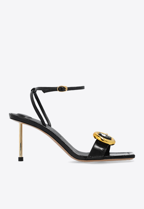 Jacquemus Regalo 100 Croc-Embossed Leather Sandals Black 241FO078 4301-990