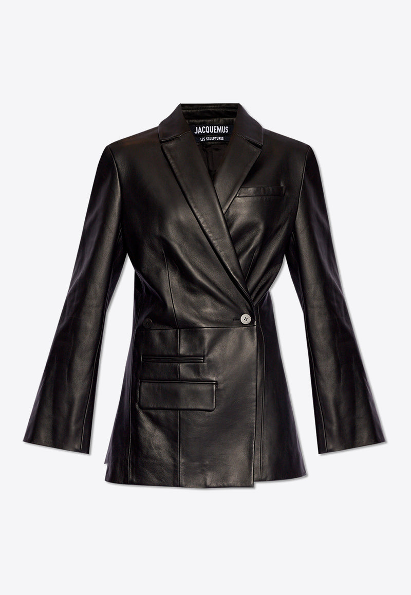 Jacquemus Tibau Leather Blazer Black 241JA046 1576-990