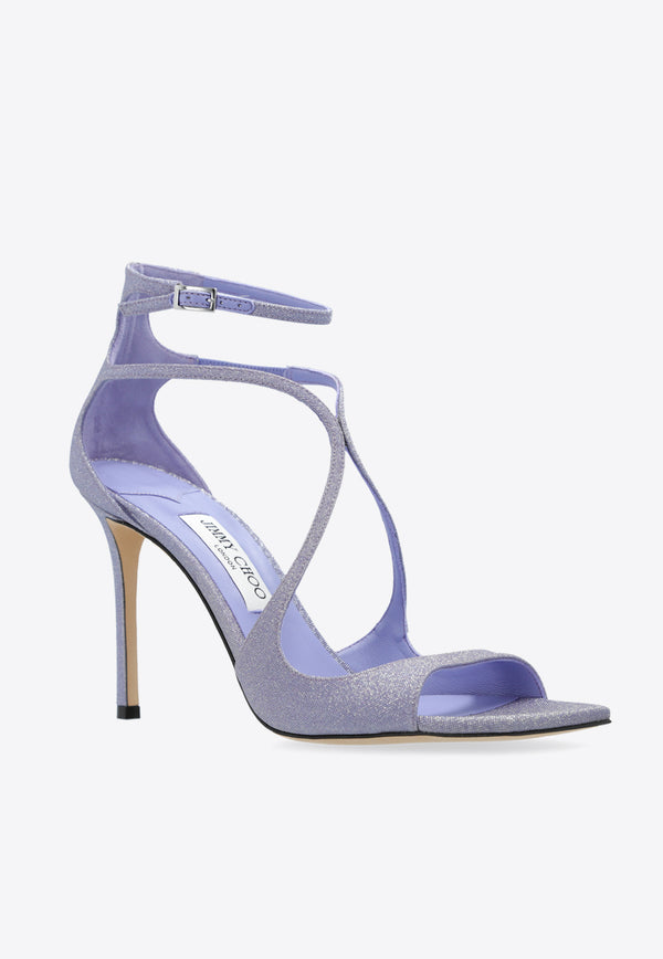 Jimmy Choo Azia 95 Lurex Sandals Purple AZIA 95 CNQ-TANZANITE