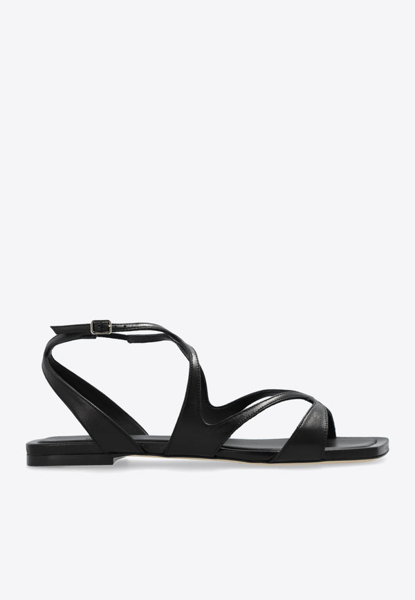 Jimmy Choo Ayla Nappa Leather Flat Sandals Black AYLA FLAT NAP-BLACK