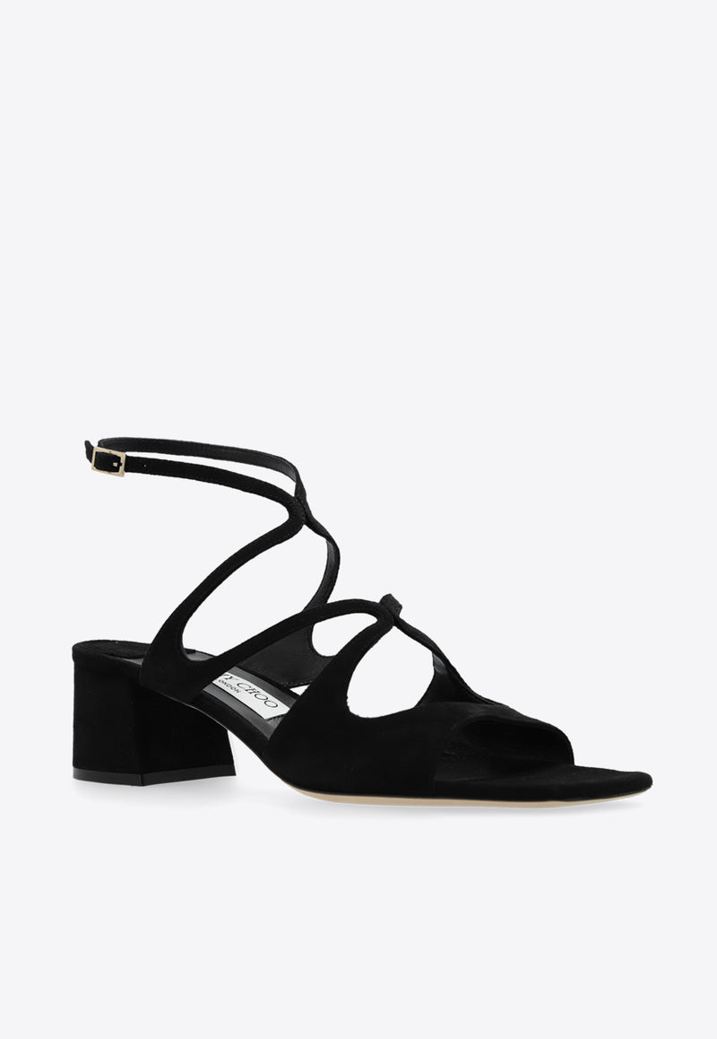 Jimmy Choo Azilia 45 Suede Leather Sandals Black AZILIA 45 SUE-BLACK