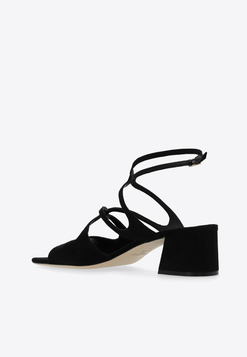 Jimmy Choo Azilia 45 Suede Leather Sandals Black AZILIA 45 SUE-BLACK