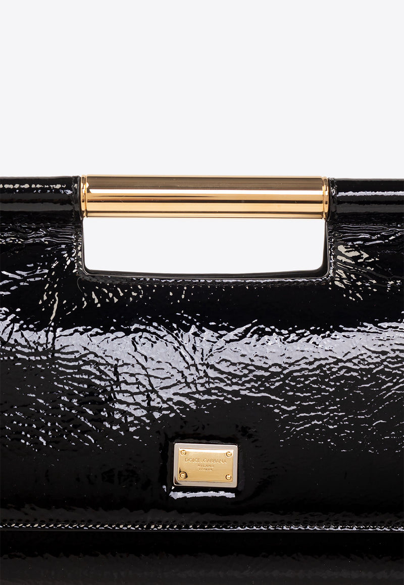 Dolce 
Gabbana Large Sicily Patent Leather Clutch Bag Black BB7611 AU803-80999