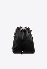 Jimmy Choo Mini Cinch Bon Bon Bucket Bag in Calf Leather Black BON BON BCKT N S MN HUT-BLACK ANTIQUE SILVER