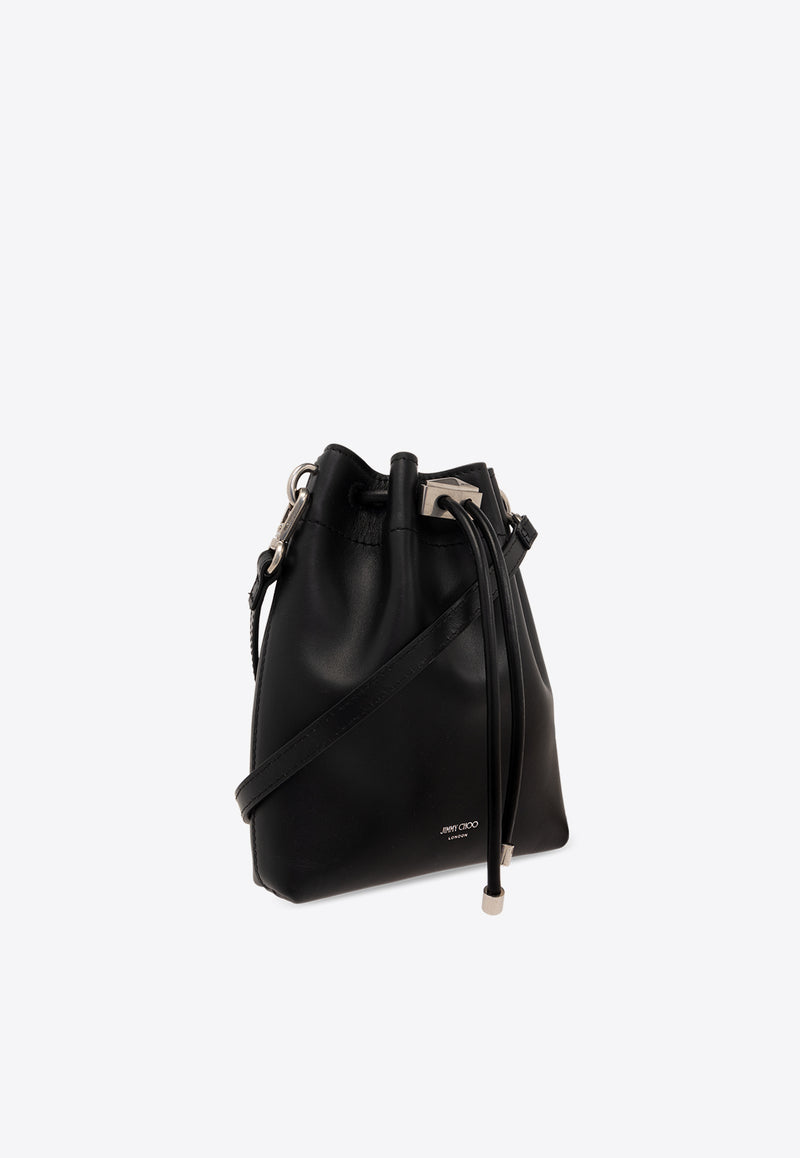 Jimmy Choo Mini Cinch Bon Bon Bucket Bag in Calf Leather Black BON BON BCKT N S MN HUT-BLACK ANTIQUE SILVER