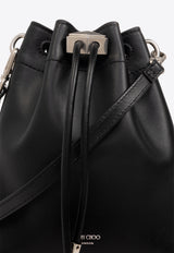 Jimmy Choo Mini Cinch Bon Bon Bucket Bag in Calf Leather Black BON BON BCKT N S MN HUT-BLACK ANTIQUE SILVER