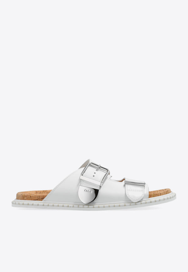 Chloé Rebecca Oversized Buckle Slides White CHC24U02E DI-100