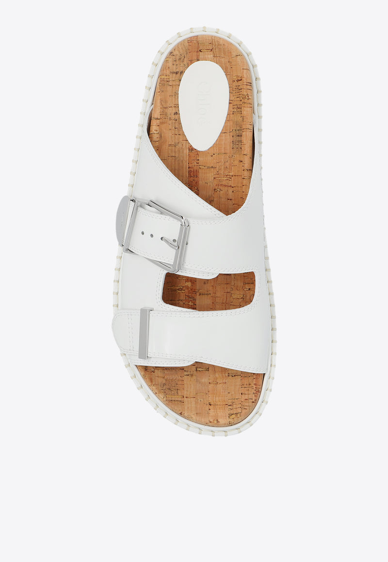 Chloé Rebecca Oversized Buckle Slides White CHC24U02E DI-100