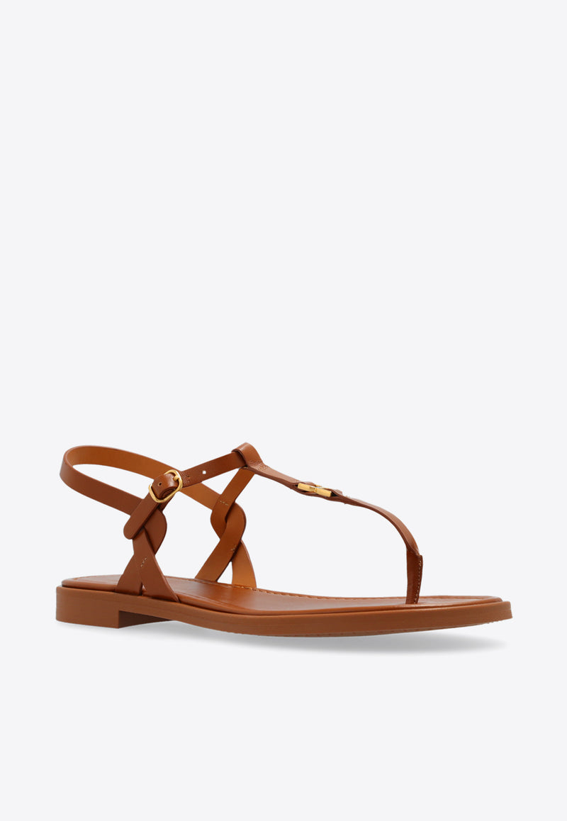 Chloé Marcie Buckled Flat Sandals Brown CHC24U01U H3-242