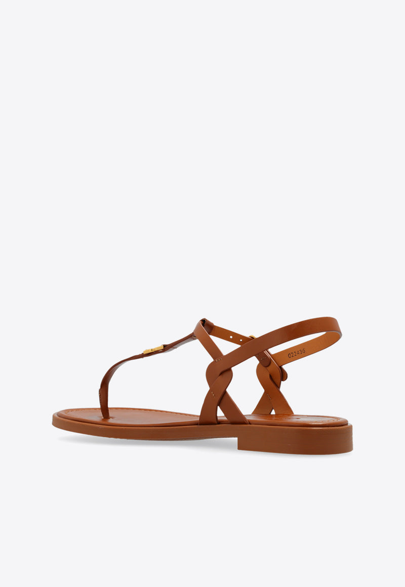 Chloé Marcie Buckled Flat Sandals Brown CHC24U01U H3-242