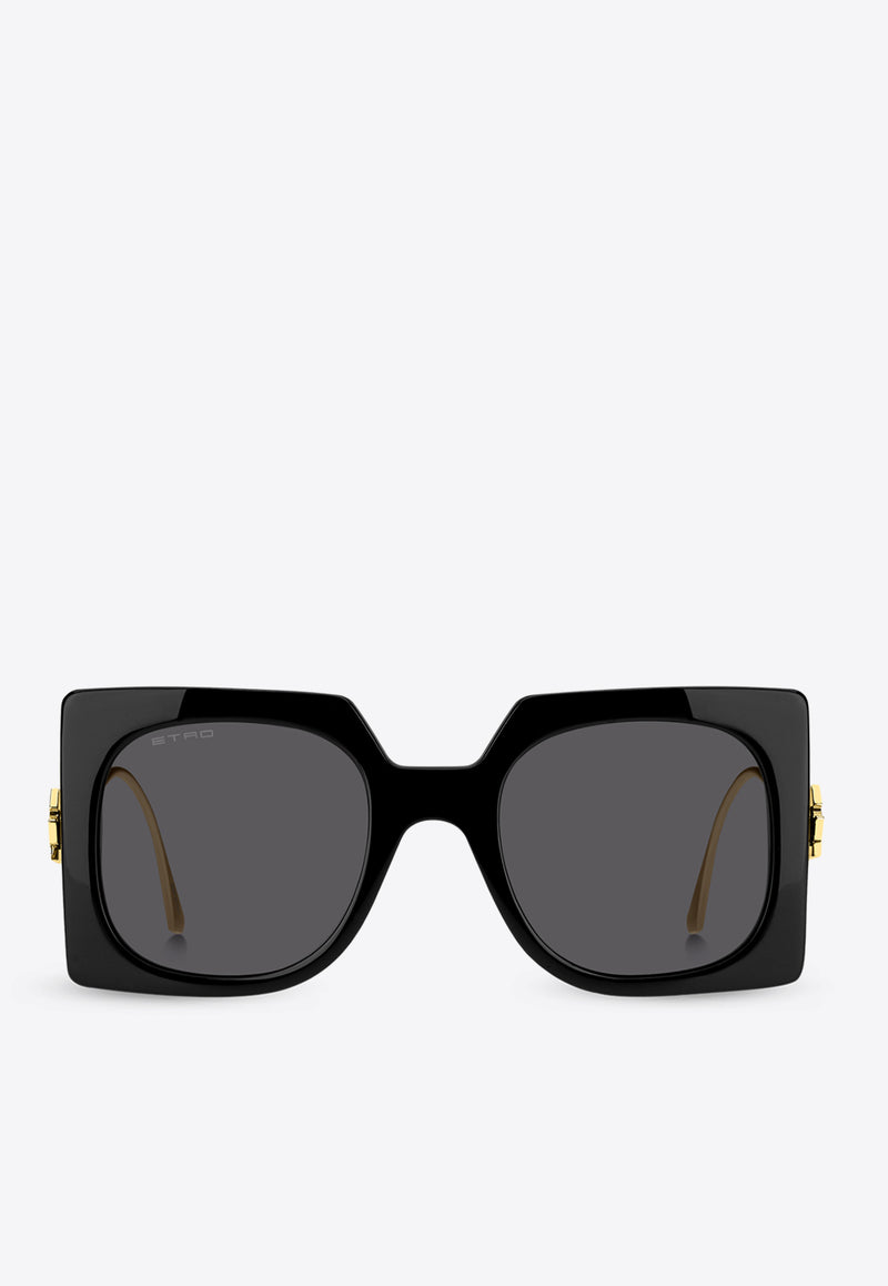 Etro Bold Pegaso Oversized Square Sunglasses Gray ETRO 0026 S 0-807 BLACK