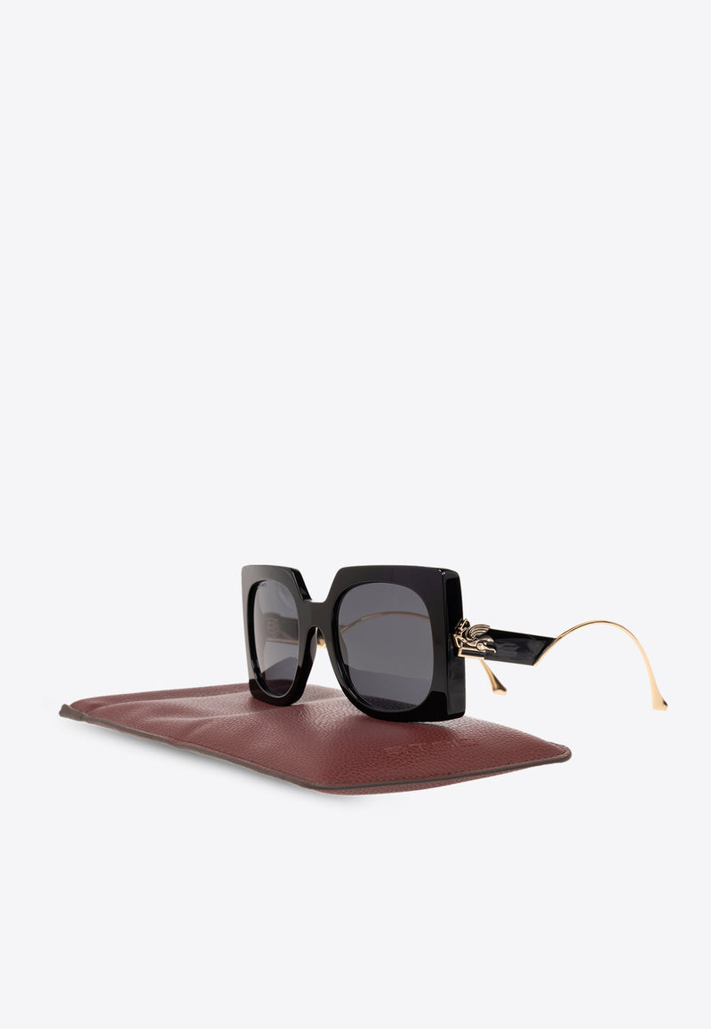 Etro Bold Pegaso Oversized Square Sunglasses Gray ETRO 0026 S 0-807 BLACK