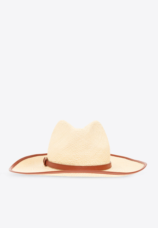 Chloé Marcie Straw Fedora Hat Cream CHC24UD085 PAL-95F