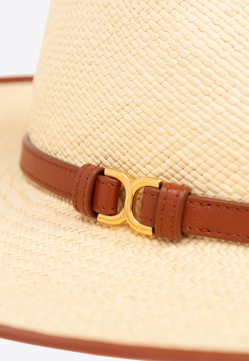 Chloé Marcie Straw Fedora Hat Cream CHC24UD085 PAL-95F