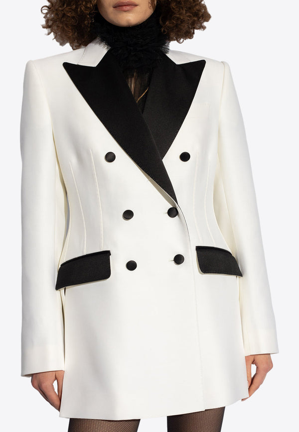 Dolce 
Gabbana Double-Breasted Tuxedo Blazer White F29YMT FU3R1-W0800