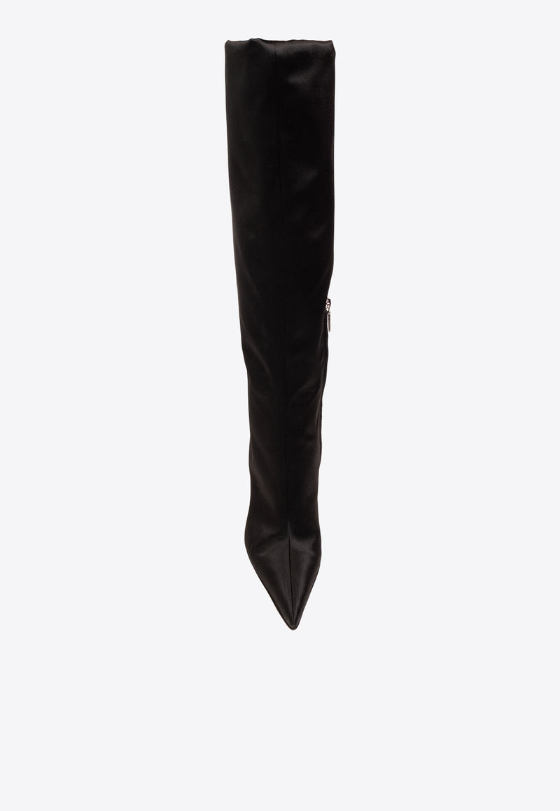 Dolce 
Gabbana Lollo 105 Knee-High Satin Boots Black CU1126 A7630-80999